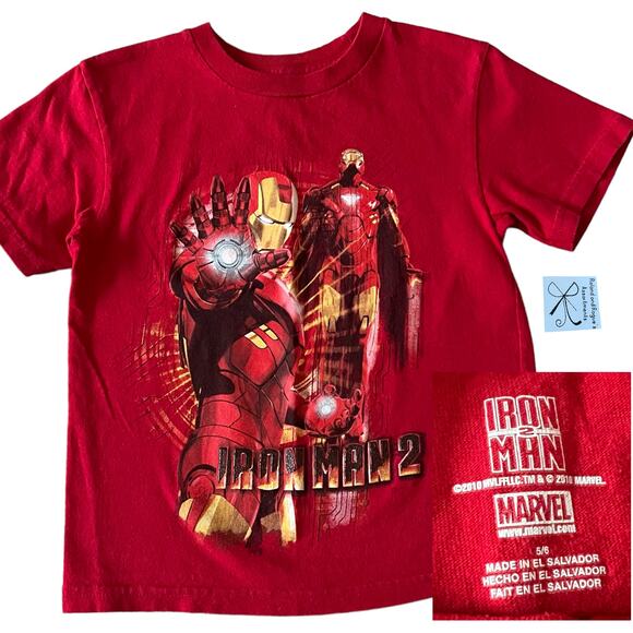 Marvel 2010 Iron Man 2 Graphic T-shirt Kids Sz 5/6 - Picture 1 of 6